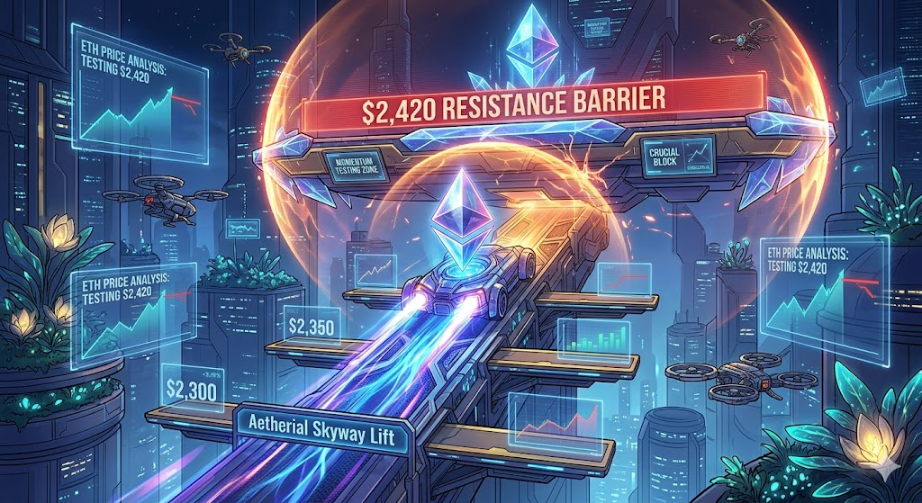 „Ethereum Price“ bando padidinti pelną, 2 420 USD pakeliui
